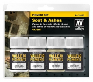 Vallejo 73193 Zestaw Pigmenty 4 kolory - Soot & Ashes