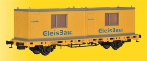 KIBRI 26268 H0 Model w gablotce - Wagon platforma z kontenerami mieszkalnymi GleisBau