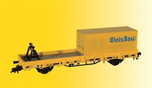 KIBRI 26264 H0 Model w gablotce - Wagon platforma z ładunkiem i kontenerem GleisBau