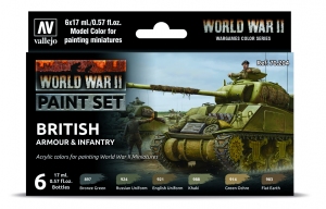 VALLEJO 70204 Zestaw World War II 6 farb - British Armour & Infantry