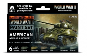 VALLEJO 70203 Zestaw World War II 6 farb - American Armour & Infantry
