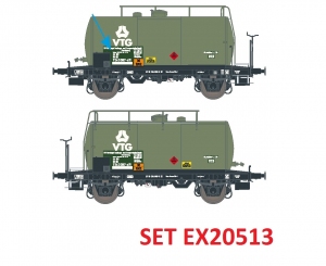 Exact-Train EX20513 Zestaw 2 cystern 24m3 Uerdinger, VTG (nowe logo), DB, Ep. IV