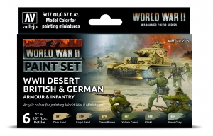 VALLEJO 70208 Zestaw World War II 6 farb - Desert British & German Armour & Infantry