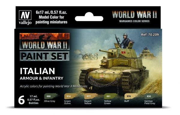 VALLEJO 70209 Zestaw World War II 6 farb - Italian Armour & Infantry