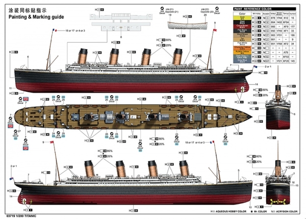 TRUMPETER 03719 R.M.S. Titanic z świetleniem LED - 1:200