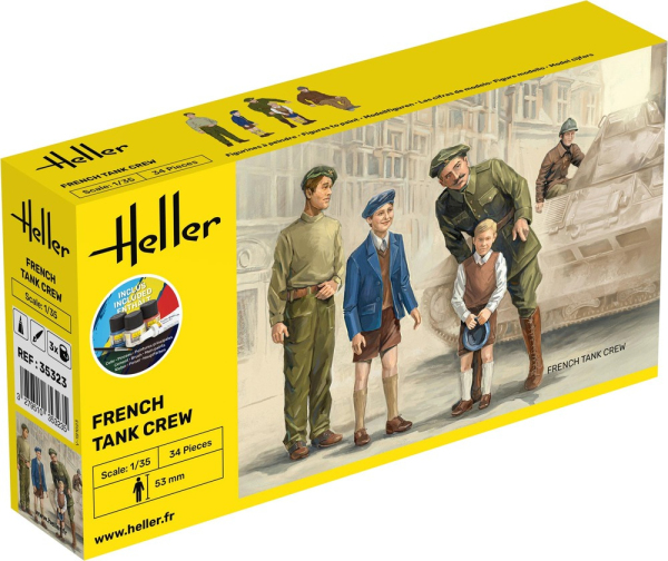 HELLER 35323 Starter Set - Figurki - Francuska załoga czołgu (3x żołnierze, 2x dzieci) - 1:35