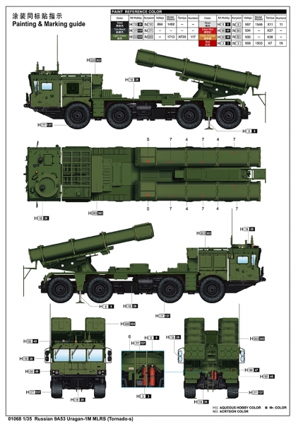 TRUMPETER 01068 Wyrzutnia rakiet 9A53 Uragan-1M MLRS (Tornado-s) - 1:35