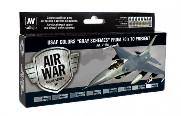 VALLEJO 71156 Zestaw Air War 8 farb - USAF Colors Grey Schemes (8)