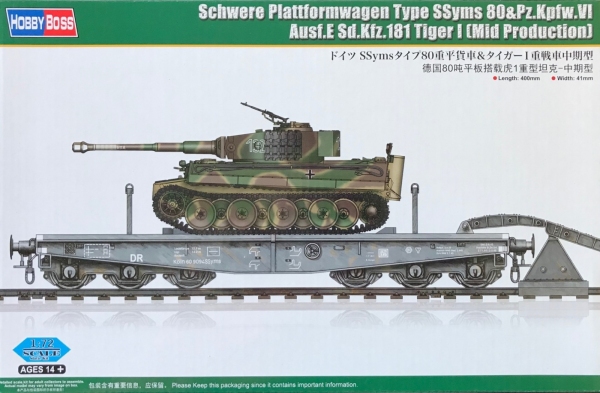 Hobby Boss 82934 Wagon platforma SSyms 80 z czołgiem Pz.Kpfw.VI Ausf.E Tiger I (Mid production) - 1:72