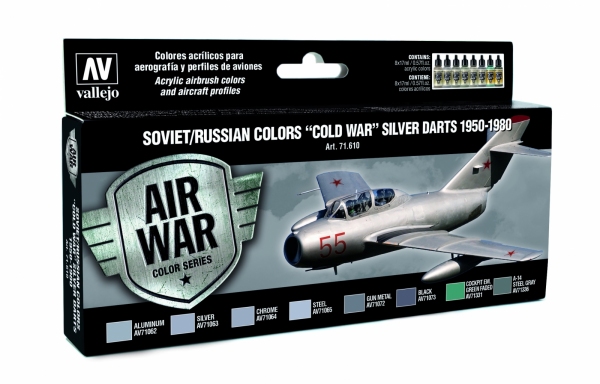 Vallejo 71610 Zestaw Air War 8 farb - Soviet / Russian colors Cold War Silver Darts 1950-1980