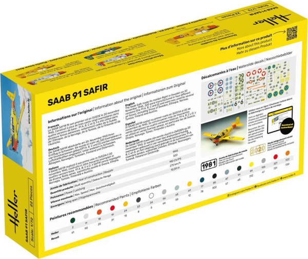 HELLER 56287 Starter Set - SAAB Safir 91 - 1:72