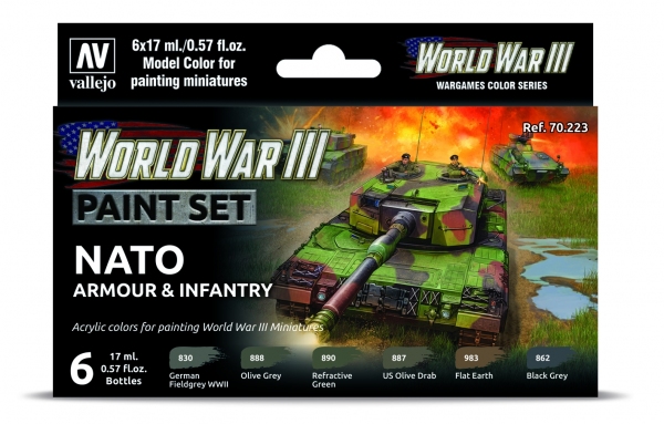 VALLEJO 70223 Zestaw World War III 6 farb - NATO Armour & Infantry