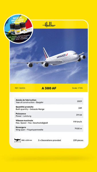 HELLER 56436 Starter Set - Airbus A-380 Air France - 1:125