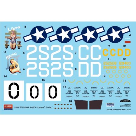 ACADEMY 12584 USAAF B-24H Liberator Zodiac - 1:72