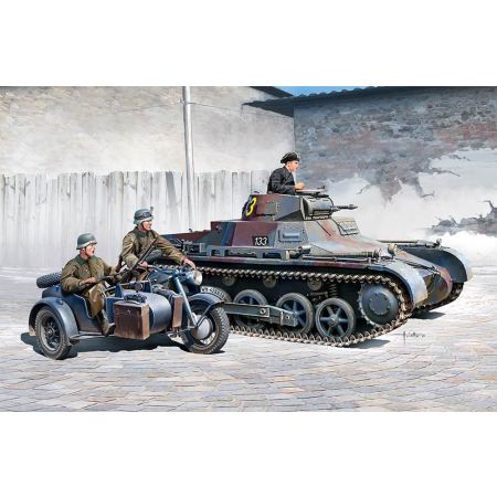 ACADEMY 13556 German Panzer I Ausf.B & Motorcycle - 1:35