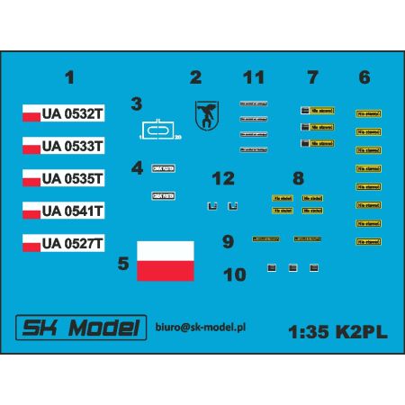 ACAD-KALK2 Polska kalkomania do czołgu K2PL - 1:35