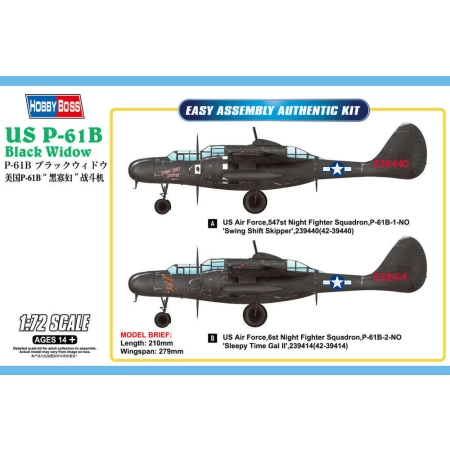 HOBBY BOSS 87262 US P-61B Black Widow - 1:72
