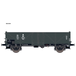 EXACT-TRAIN EX20399 Wagon towarowy odkryty Klagenfurt z drewnianymi drzwiami i zastrzałami, szary z orłem, PKP, Ep. III