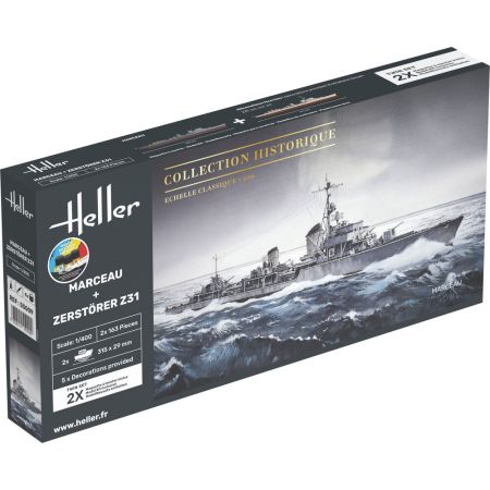 HELLER 55009 STARTER KIT Twin Set Marceau + Zerstörer Z31 - 1:400