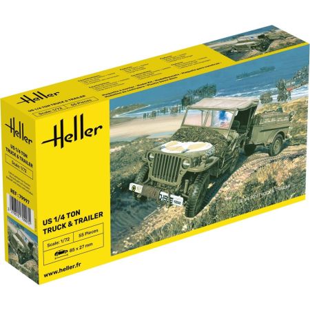 HELLER 79997 Jeep Willis z przyczepą - 1:72