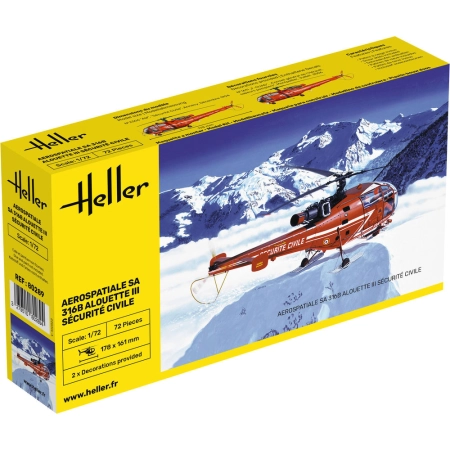 HELLER 80289 SA 316 Alouette III Securite Civile - 1:72