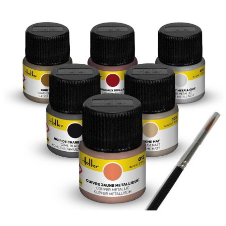 HELLER 9404 Acrylic Colour Set ”Oldtimer” 6 x 12 ml + Brush