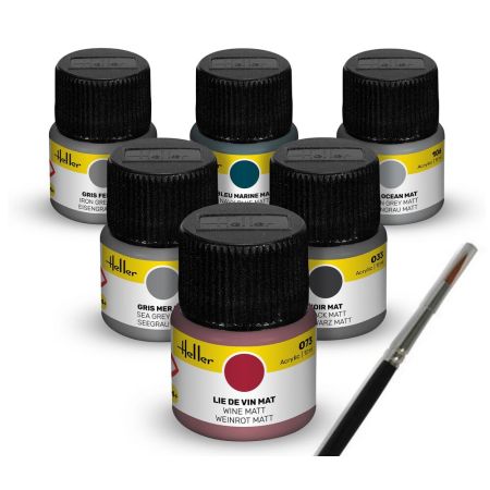 HELLER 9405 Acrylic Colour Set ”Navy” 6 x 12 ml + Brush