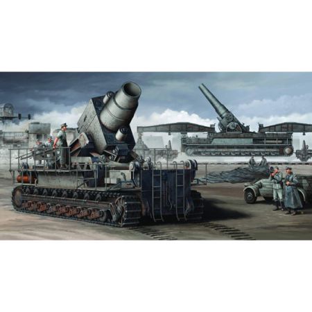 TRUMPETER 00208 Morser Karl-Gerat 040/041 (Initial Version) na transporterze kolejowym - 1:35