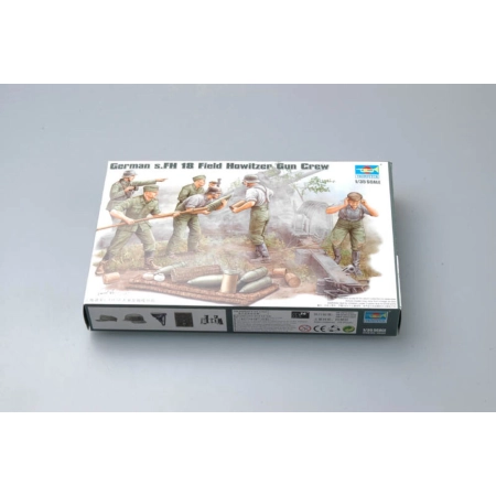 TRUMPETER 00425 Figurki - Niemieccy artylerzyści, obsługa haubicy polowej s.FH 18 - 1:35