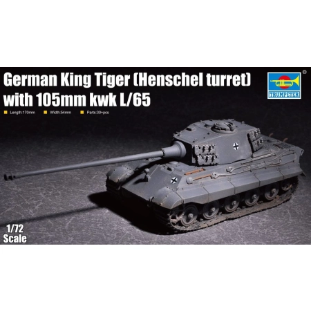 TRUMPETER 07160 German King Tiger (Henschel turret) with 105mm kWh L/65 - 1:72