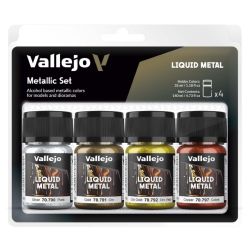 VALLEJO 70199 Liquid Metal Zestaw 4 farb - Gold, Silver, Copper