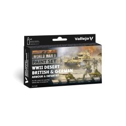 VALLEJO 70208 Zestaw World War II 6 farb - Desert British & German Armour & Infantry