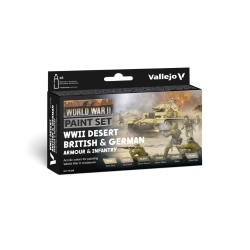 VALLEJO 70208 Zestaw World War II 6 farb - Desert British & German Armour & Infantry