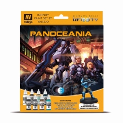 VALLEJO 70231 Zestaw Infinity Exclusive Panoceania 8 farb + figurka Forvard Observer