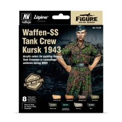 VALLEJO 70249 Figure Color Series 8 farb + figurka - Waffen SS Tank Crew, Kursk 1943