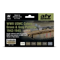 VALLEJO 71623 Zestaw Model Air 6 farb - WWII USMC Green & Grey Patterns 1942-1945