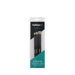 VALLEJO B07990 - Zest. pędzli - Dry - Dry Set - Natural Hair (S, M, L)