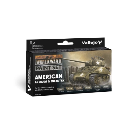VALLEJO 70203 Zestaw World War II 6 farb - American Armour & Infantry
