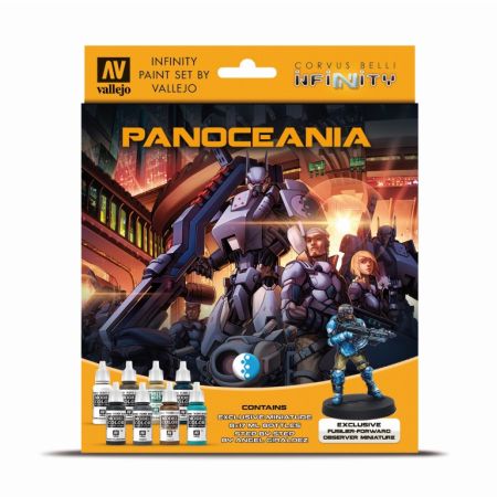 VALLEJO 70231 Zestaw Infinity Exclusive Panoceania 8 farb + figurka Forvard Observer
