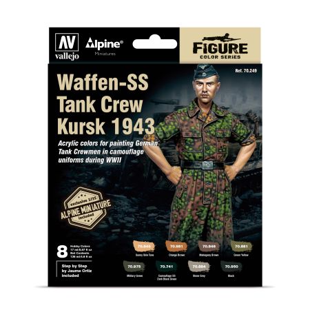 VALLEJO 70249 Figure Color Series 8 farb + figurka - Waffen SS Tank Crew, Kursk 1943