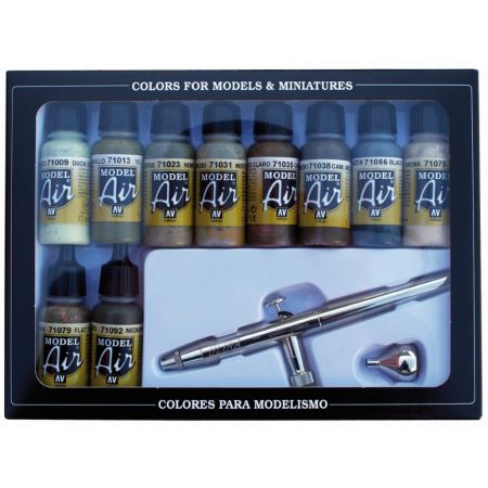 VALLEJO 71168 Model Air Zestaw Camo Colors 10 + Aerograf Ultra