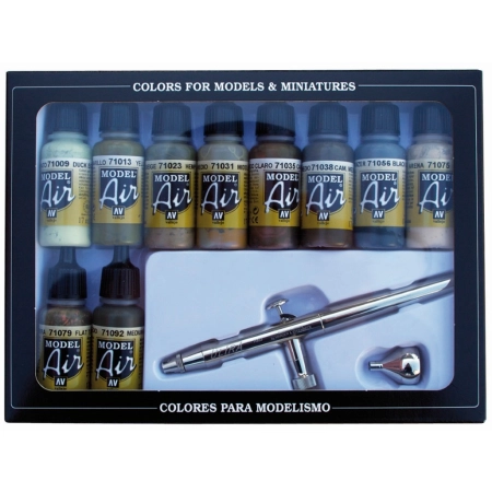 VALLEJO 71168 Model Air Zestaw Camo Colors 10 + Aerograf Ultra