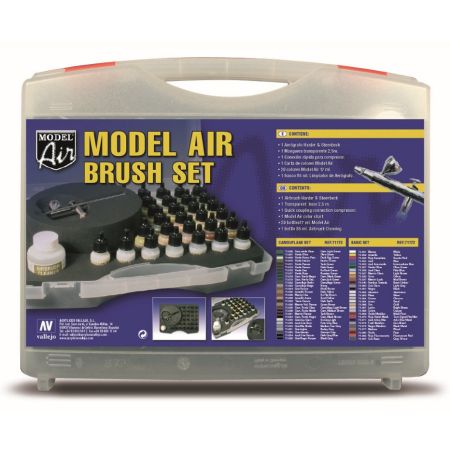VALLEJO 71172 Model Air Walizka Basic Color 29 + wężyk + złączka + Aerograf Ultra
