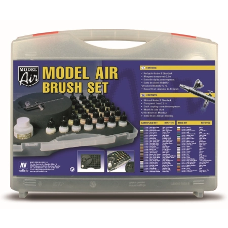 VALLEJO 71172 Model Air Walizka Basic Color 29 + wężyk + złączka + Aerograf Ultra