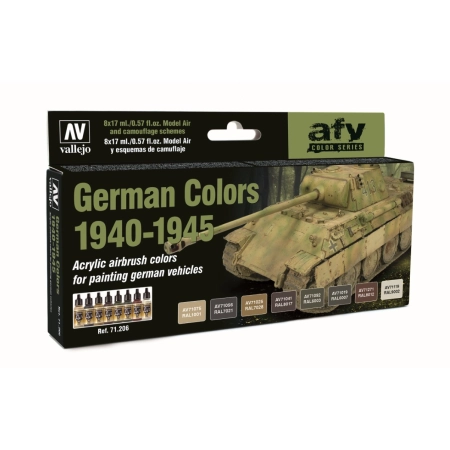VALLEJO 71206 Model Air Zestaw 8 farb - German WWII Colors 1940-1945