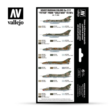 VALLEJO 71604 Zestaw Air War 8 farb - Soviet / Russian colors Su-7/17 Fitter from Cold War to 80's