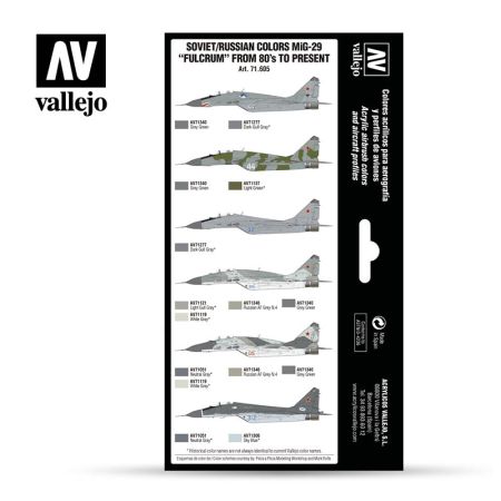 VALLEJO 71605 Zestaw Air War 8 farb - Soviet / Russian colors Mig-29 Fulcrum from 80's to present