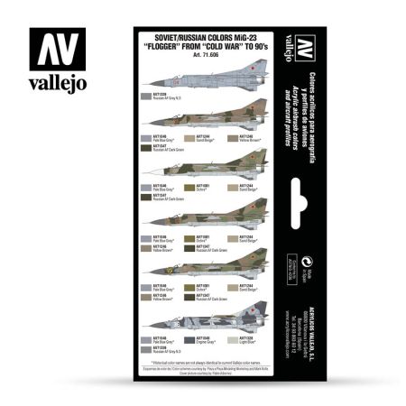 VALLEJO 71606 Zestaw Air War 8 farb - Soviet / Russian colors Mig-23 Flogger from 70's to 90's