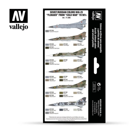VALLEJO 71606 Zestaw Air War 8 farb - Soviet / Russian colors Mig-23 Flogger from 70's to 90's