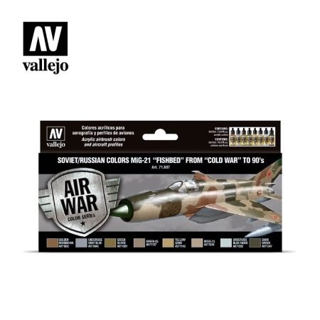 VALLEJO 71607 Zestaw Air War 8 farb - Soviet / Russian colors Mig-21 Fishbed from 50's to 90's